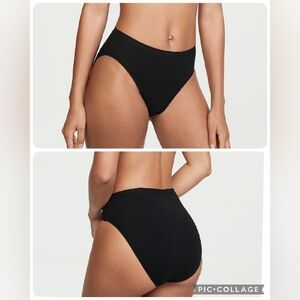Victoria's Secret High Leg Brief Panty Black Stretch Cotton Size XL